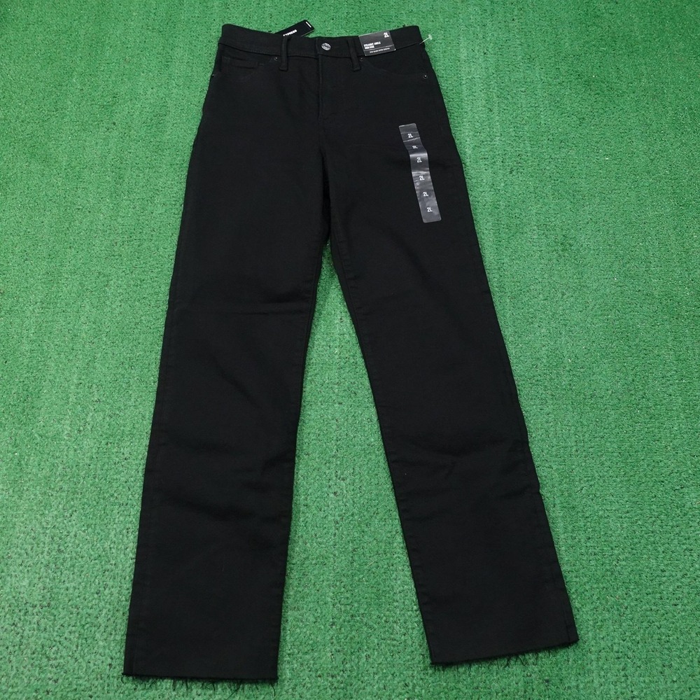 New! Express Jeans Womens 2L Black Straight Ankle High Rise‎ Stay Black Hyper